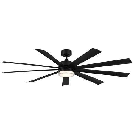 MODERN FORMS Wynd XL 9-Blade Smart Ceiling Fan 72in Matte Black with 3000K LED Light Kit and Remote Control FR-W2101-72L